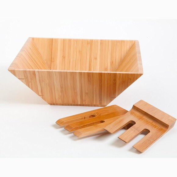 NWOT Bamboo Salad Bowl Set - Picture 3 of 3